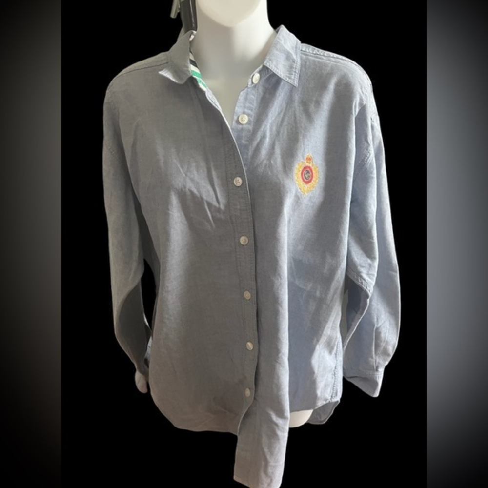 Liz Sport Denim Long Sleeve Cotton Button‎ Down L
